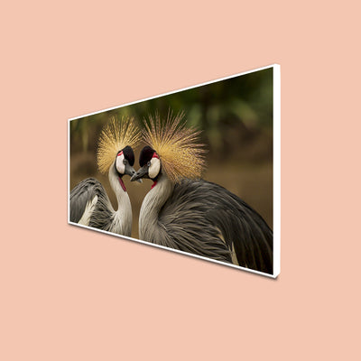 Crowned Crane Couples Floating Frame Canvas Wall Painting