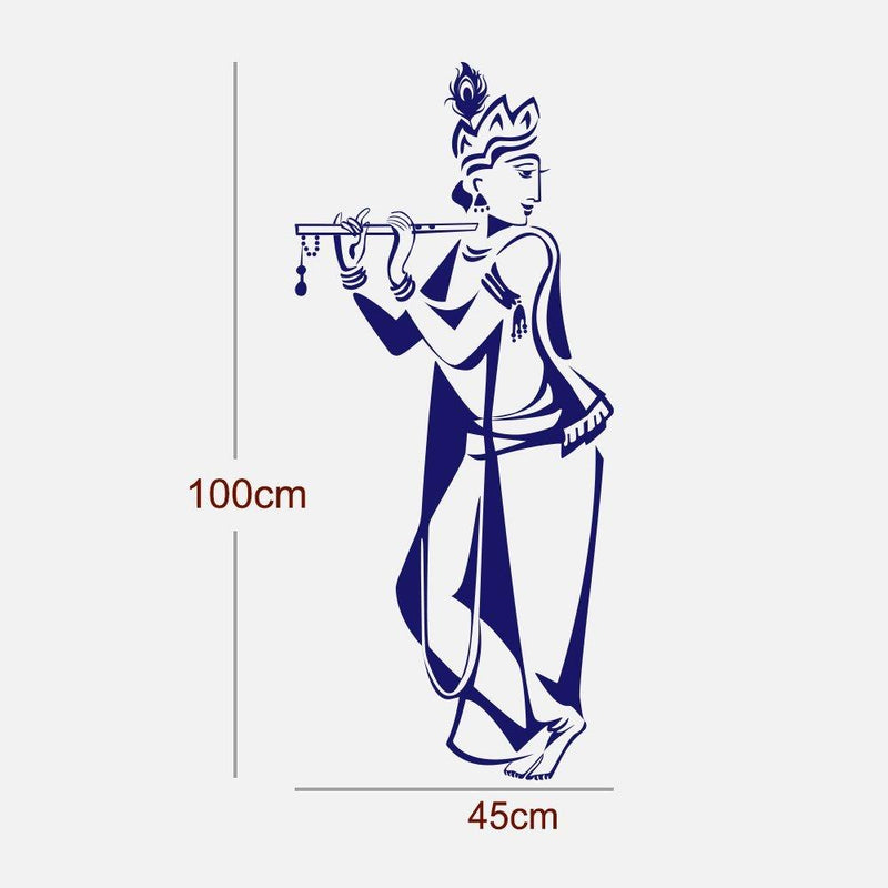 Krishna Wall Sticker Premium Quality (100 cm x 45 cm Vinyl Home Decor)