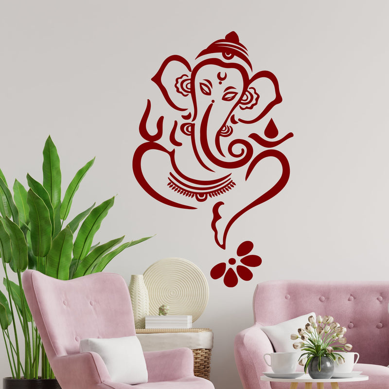 Lord Ganesha Wall Sticker for Home in Brown Color