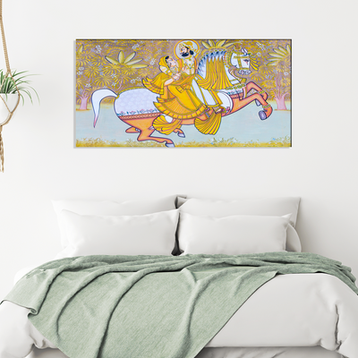 King and Queen Riding Horse Canvas Wall Painting