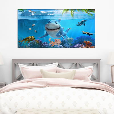 Baby Shark Under Sea Canvas Wall Painting