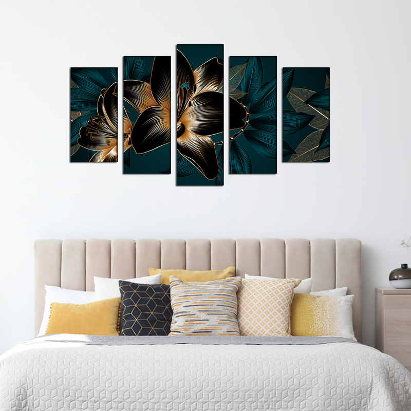Lillie Line Art Canvas Wall Painting- With 5 Frames