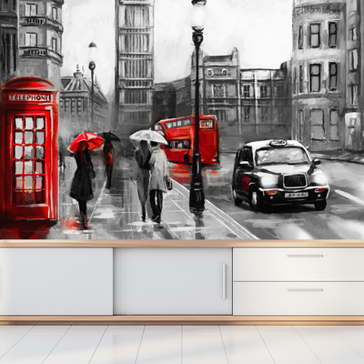 Grey-Scale Illustration Digitally Printed Wallpaper