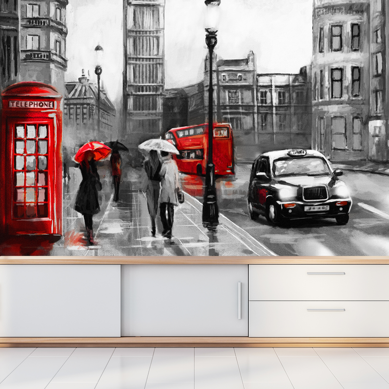 Grey-Scale Illustration Digitally Printed Wallpaper