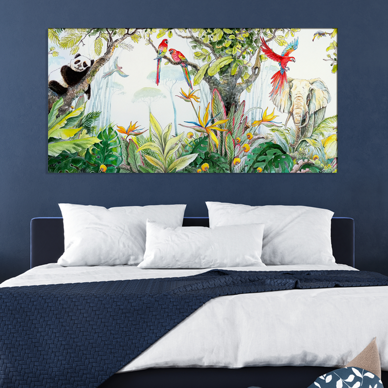 Animals & Bird In Forest Canvas Wall Painting