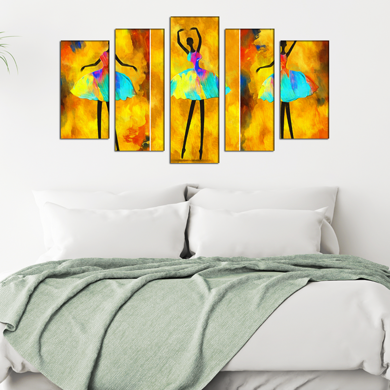 Dancing Doll Painting Canvas Wall Painting- With 5 Frames