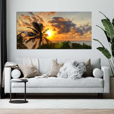Beautiful Garden landscape Sunrise  Canvas Wall Painting