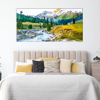 Mountain Tree & Water Scenery Canvas Wall Painting