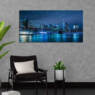 City View In Night Canvas Wall Painting