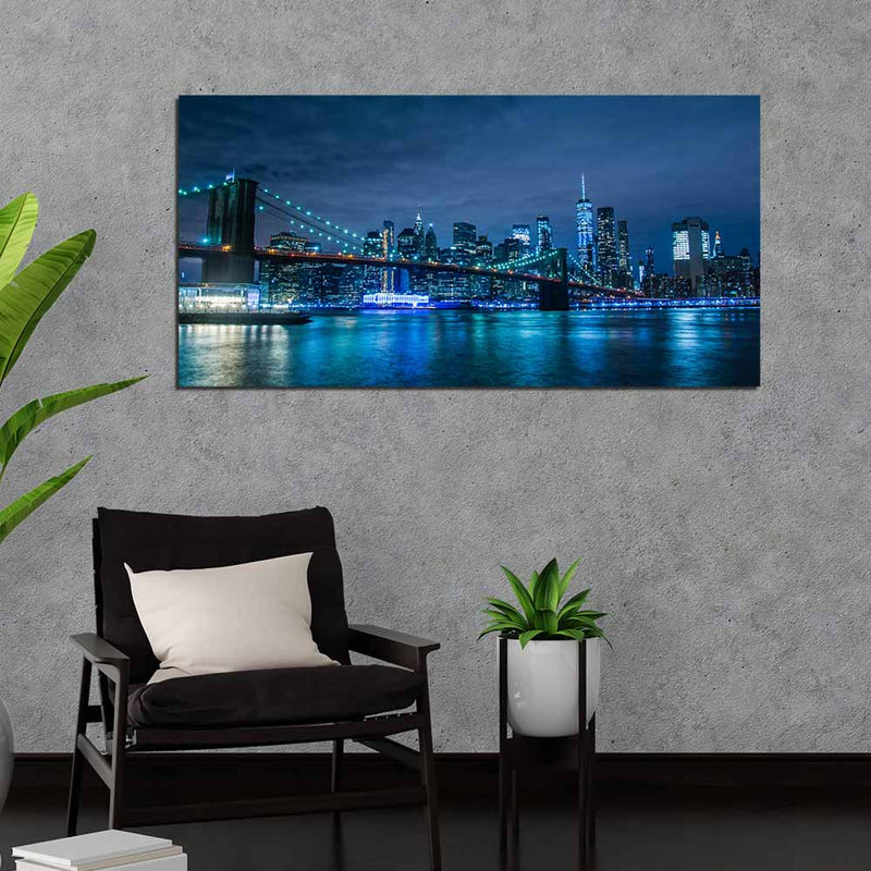 City View In Night Canvas Wall Painting