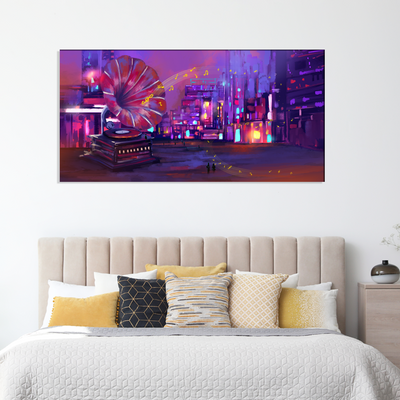 Large Gramophone On Street Abstract Canvas Wall Painting