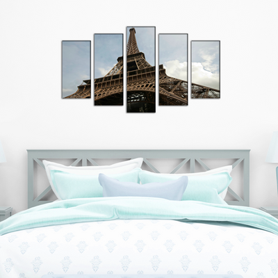 Closeup Shoot Of Eiffel Tower Canvas Wall Painting- With 5 Frames