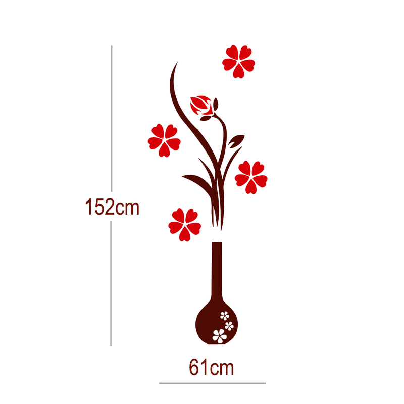 Beautiful Flower Pot Wall Sticker Premium Quality Vinyl
