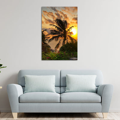 Garden View Sunset Printed On Wall Painting