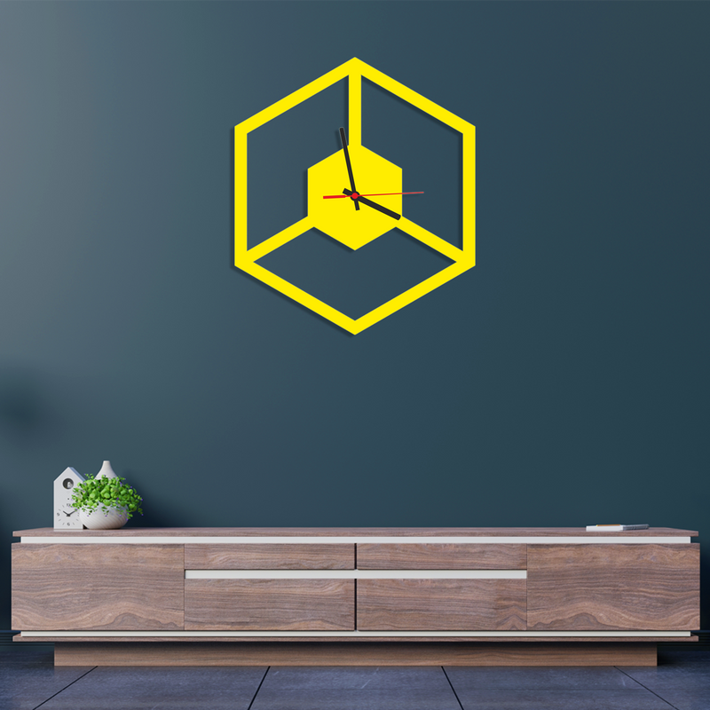 Hexagonal Wood Design Analog Wall Clock