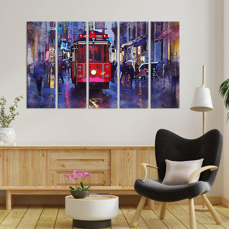 France View Canvas Wall Painting - With 5 Panel