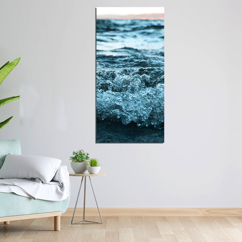 Blue Waves Closeup View Canvas Wall Painting