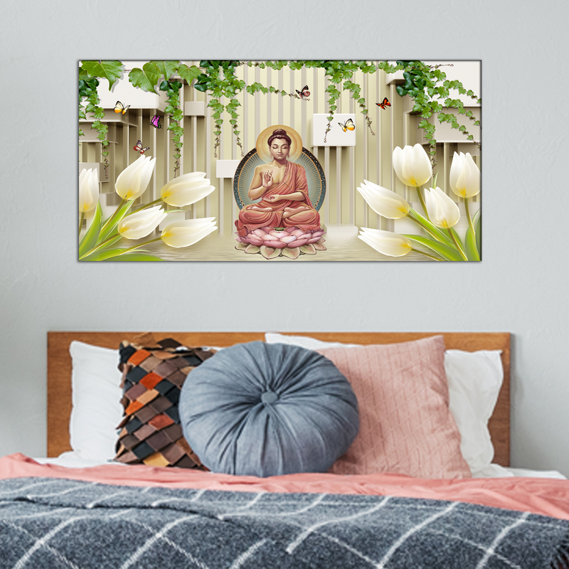 Buddha sitting on lotus Canvas Wall Painting