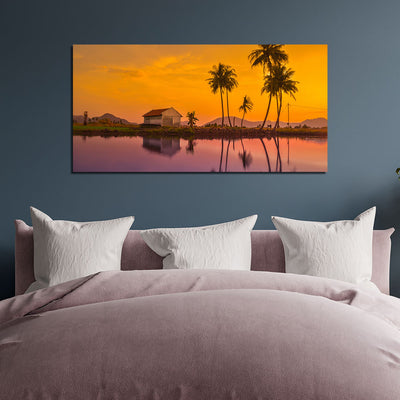 Beautiful Tree Reflection In Water Print On Canvas Wall Painting