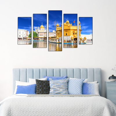 Morning View At Golden Temple In Amritsar Wall Painting- With 5 Frames