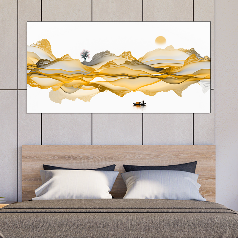 Golden Line Art Canvas Wall Painting