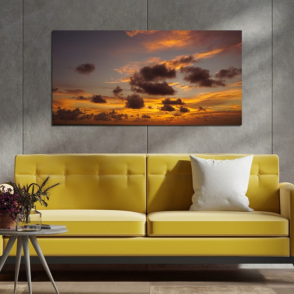 Clouds In Sunset View Print On Canvas Wall Painting