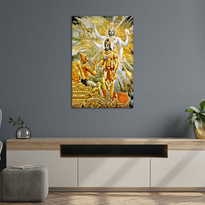 Krishna And Arjun Print On Canvas Wall Painting