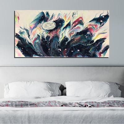 Black And White Fluid Abstract Canvas Wall Painting