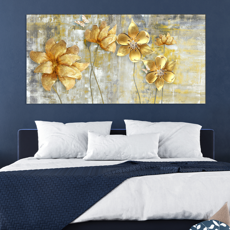 Golden Flower Canvas Wall Painting