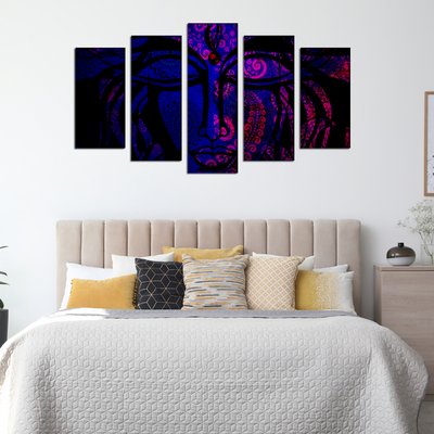 Lord Shiva Mandala Canvas Wall Painting- With 5 Frames