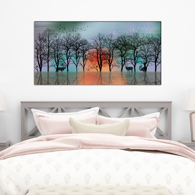 Autumn Tree & Water Canvas Wall Painting