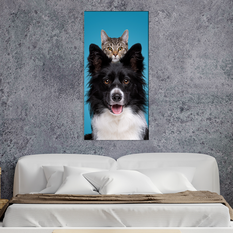 Dog With A Hiding Cat Canvas Wall Painting