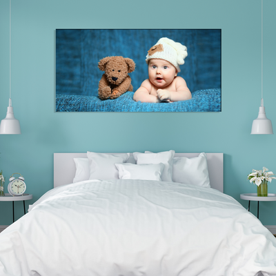 Cute Baby With Teddy Canvas Wall Painting