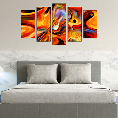 Colorful Human and Musical Canvas Wall Painting- With 5 Frames