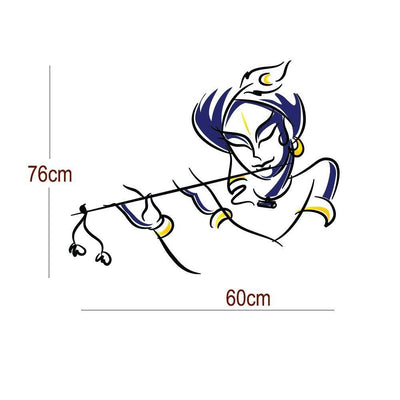 Colourful Krishna Wall Sticker for Living Room/Self Adhesive Vinyl Wall Decal(76 x 60 cm)