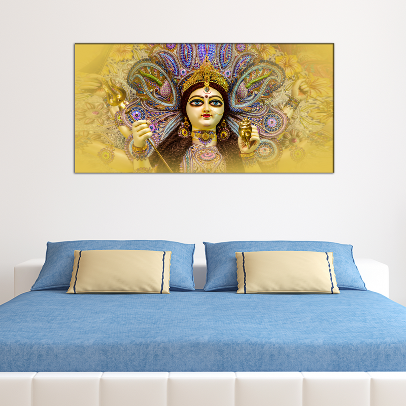 Elegant Durga Maa Face Canvas Wall Painting