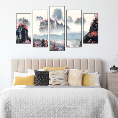 Mountain Canvas Wall Painting- With 5 Frames