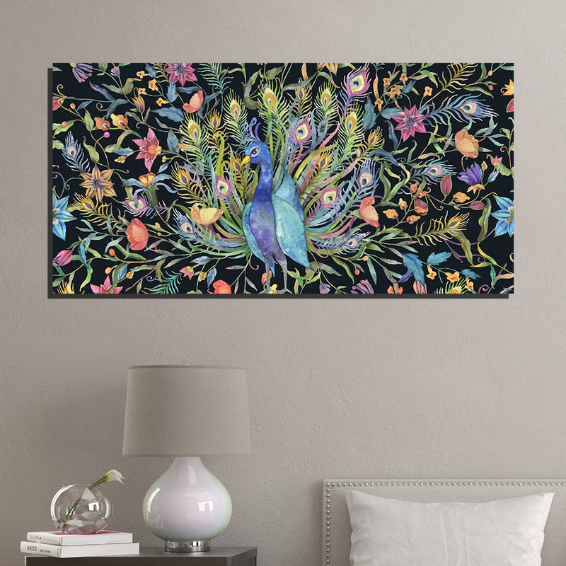 Abstract Print Peacock Canvas Wall Painting