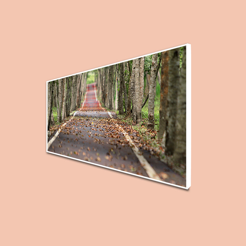 Autumn Road View Canvas Floating Frame Wall Painting