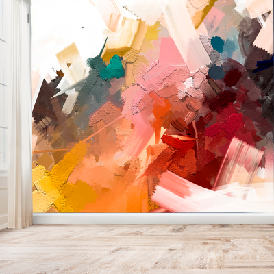 Multi Color Patch Abstract Digitally Printed Wallpaper