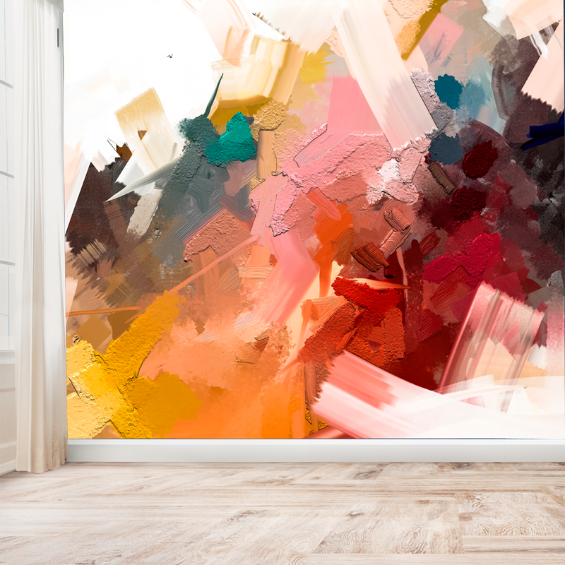 Multi Color Patch Abstract Digitally Printed Wallpaper