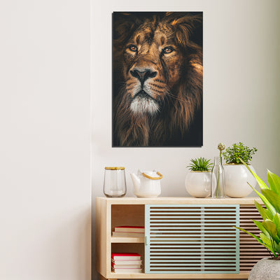 Lion Face Print On Canvas Wall Painting