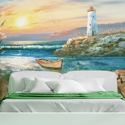 Lighthouse View Digitally Printed Wallpaper