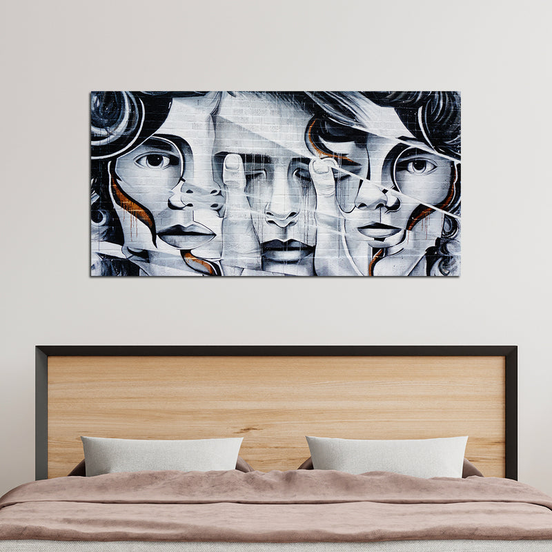 Human Illusion Face Canvas Wall Painting