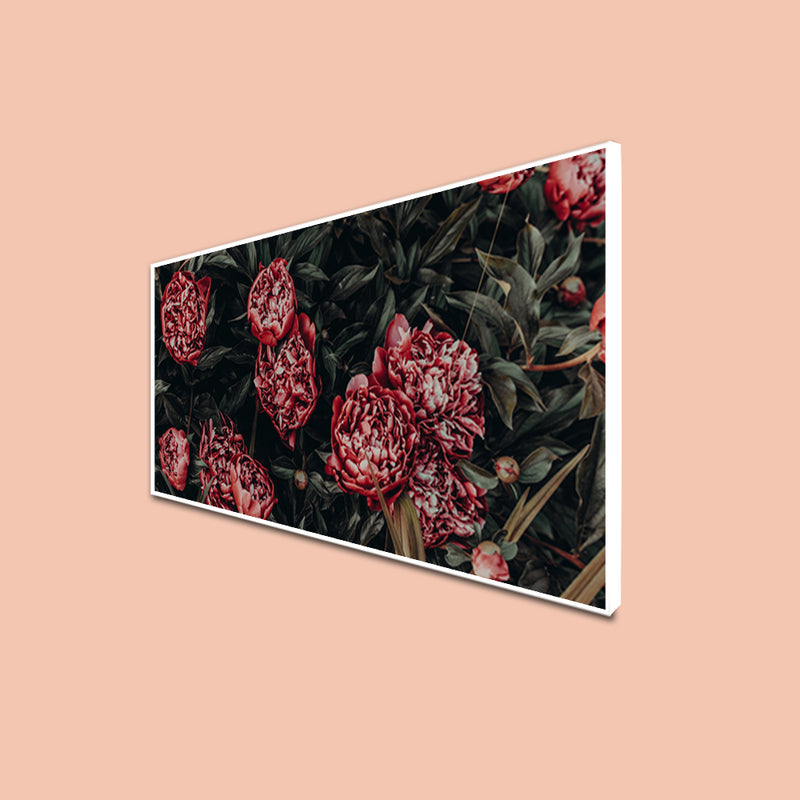 Abstract Red Flower Canvas Floating Frame Wall Painting