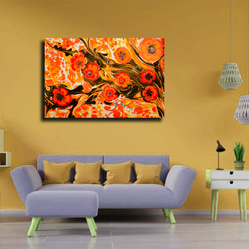 Flower Print On Canvas Wall Painting