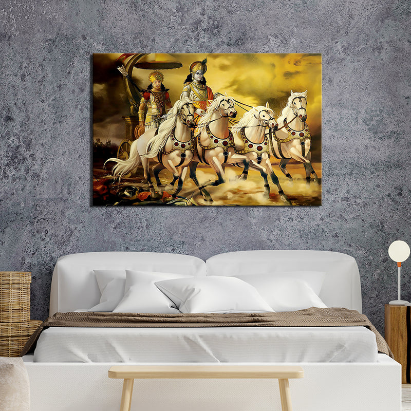 Mahabharata Shri Krishna And Arjuna Canvas Wall Painting