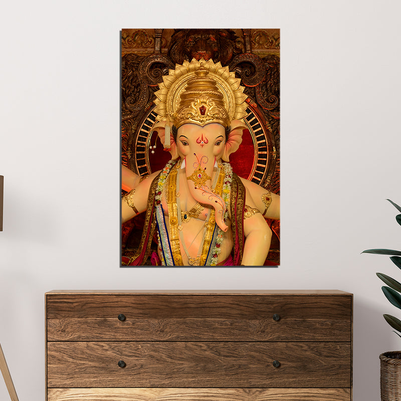 Ganesha Print On Canvas Wall Painting