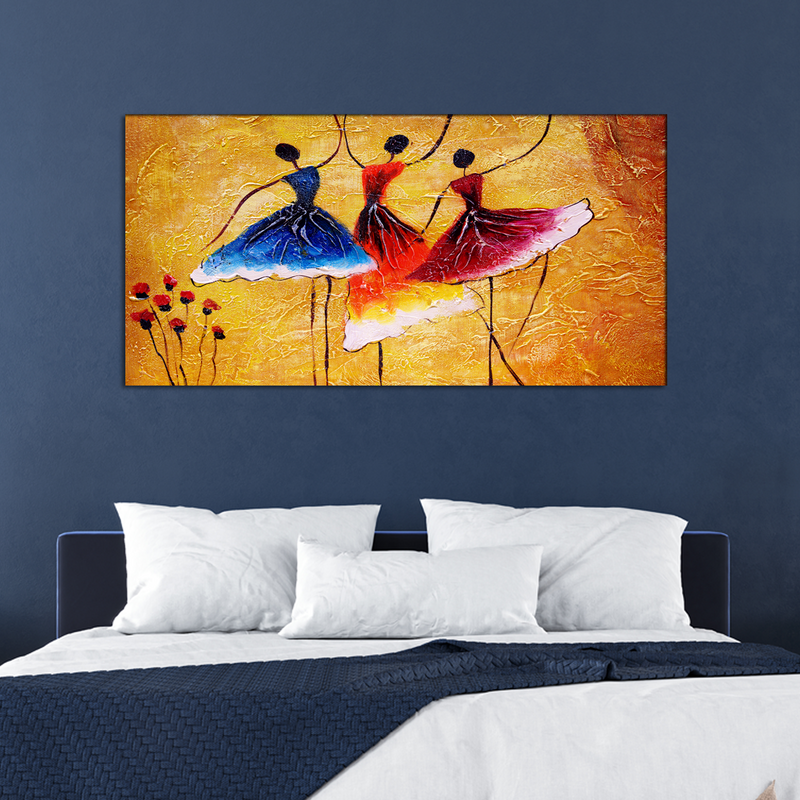 Warli Modern Art Dancing Doll Canvas Wall Painting