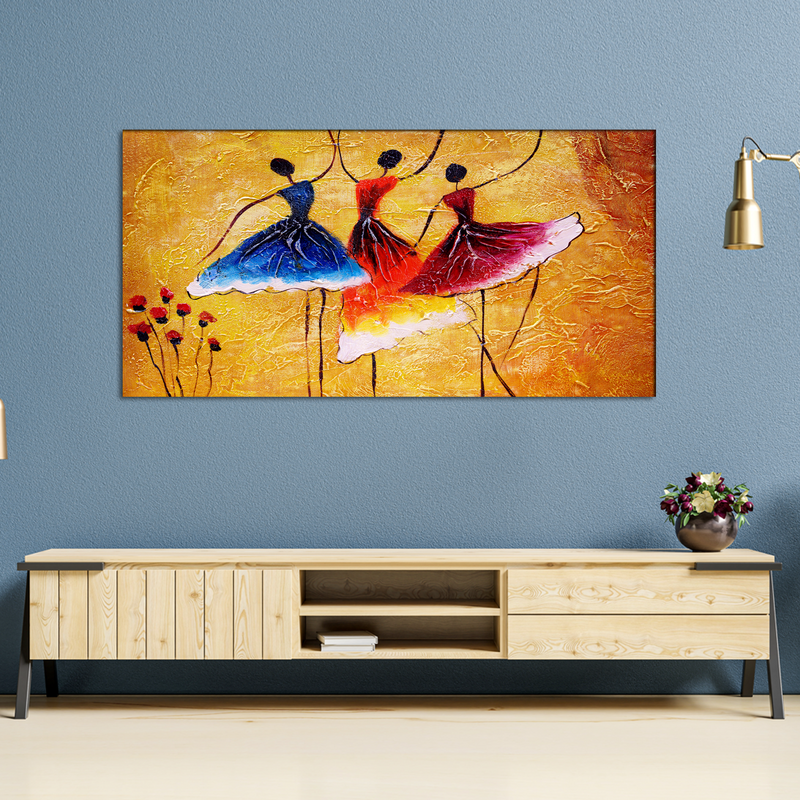 Warli Modern Art Dancing Doll Canvas Wall Painting